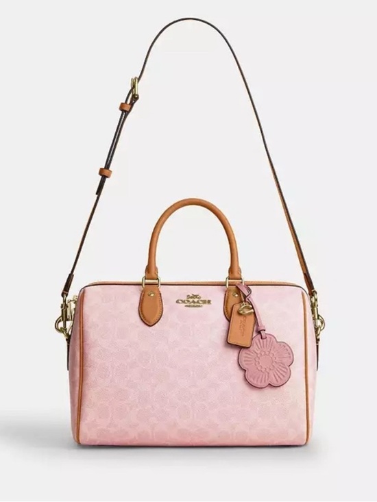 Coach Handbags - New Coach Rowan Large Satchel Bag in Signature Canvas with charms powder pink